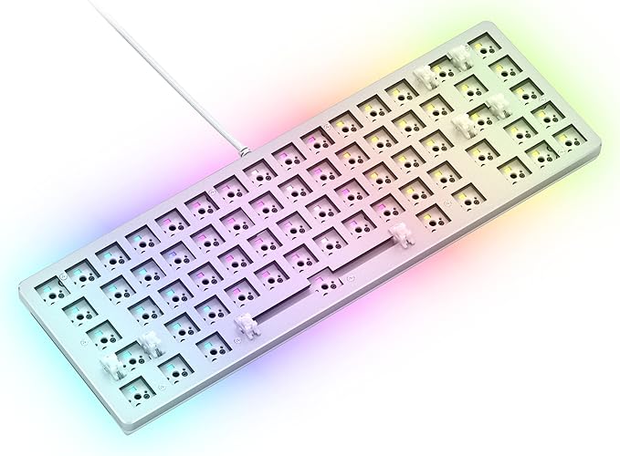 Glorious Gaming GMMK 2 Compact 65% Barebones (Frame Only) - Mechanical Gaming Keyboard Frame, Compact TKL Size (65%), Aluminium, Customisable, Per Key RGB, American QWERTY Layout - White