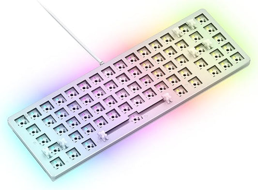 Glorious Gaming GMMK 2 Compact 65% Barebones (Frame Only) - Mechanical Gaming Keyboard Frame, Compact TKL Size (65%), Aluminium, Customisable, Per Key RGB, American QWERTY Layout - White