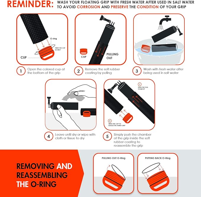 Waterproof Floating Hand Grip Compatible with GoPro Hero 12 11 10 9 8 7 6 5 4 3+ 2 1 Session Black Silver Handler & Handle Mount Accessories Kit for Water Sport and Action Cameras (Rose Red)