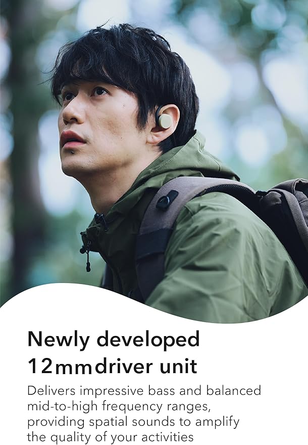 nwm GO Wireless On-Ear Speakers (Open Ear Earphones) Sound Leakage suppressed (PSZ Technology - Bone Conduction Alternative) Designed in Japan | Glacier White