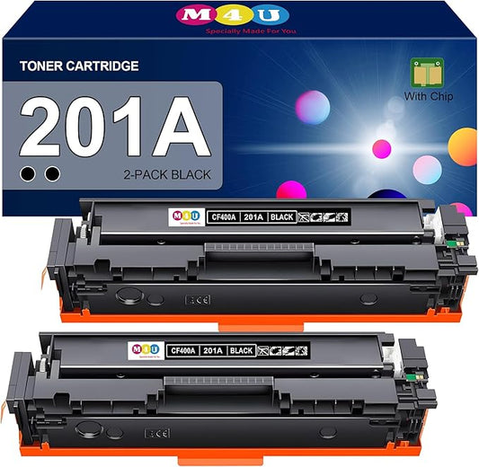 201A Black Toner Cartridges(with Chip) Comaptible with 201A CF400A Toner Cartridges, Works for Color Pro MFP M277dw M277c6 M252dw M252n M252 M277 M277n Ink Printer (Black, 2-Pack)