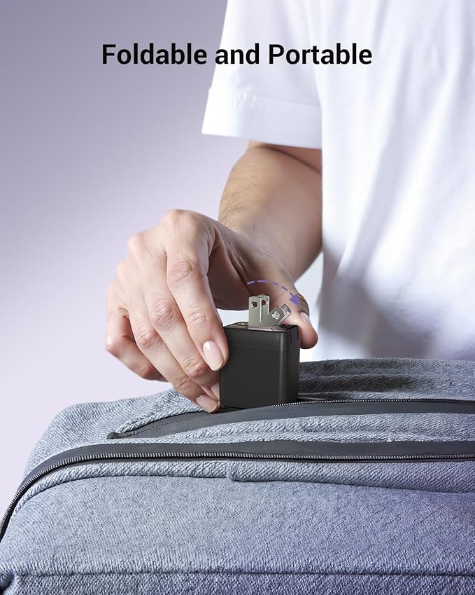 USB C Fast Charging Charger, 30W Dual-Port GaN Nano Charger with Foldable Plug for iPhone 16/15 Series, iPad, Galaxy S24 Ultra and More Series, (Black, 2 Pack)