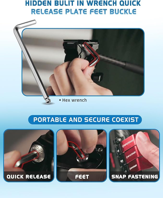 IFOOTAGE Gazelle Travel Tripod TA3B with Komodo Fluid Head K3,62/157.5cm Aluminum Alloy Tripod Kit for Camera,Smartphone Live Streaming Vlog Sony Nikon Canon Fuji DSLR,Load 11lbs,TA3B+K3