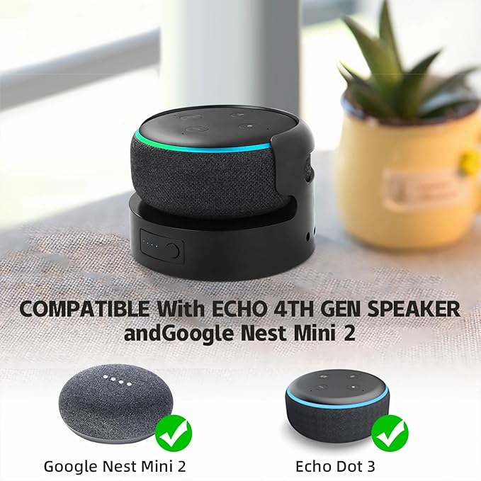 Battery Base for Echo Dot 3rd Gen Battery Stand Portable Charger for Dot 3rd and Google Mini 2 Back up Battery 8 Hours Play time, Not Include dot Speaker (Black 5200)…