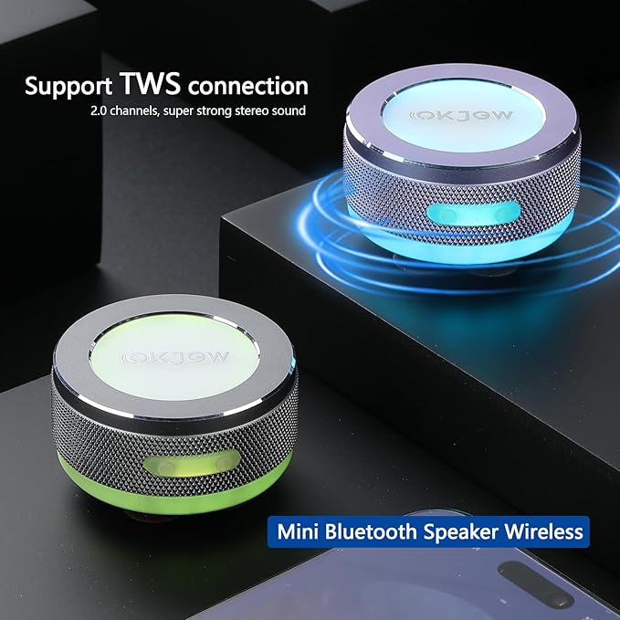 Bone Conduction Speaker Bluetooth Vibrating Speakers with Colorful LED Lights Portable Surface-Adsorption Speakers for Unique Sound Effects Ideal for Home, Outdoor and Party Use (Pink)