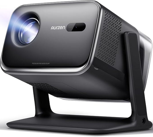 Aurzen BOOM mini Google TV 4K Supported Smart Portable Projector with WiFi and Bluetooth, Outdoor & Home Movie Projector with 20W Speakers DoIby Audio, Real-Time Focus, 500 ANSI Lumens, Black