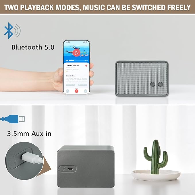 K-Cube-GY Bluetooth Speaker, 5W HD Sound, Bluetooth V5.0, 12H Playtime, Retro Classic, Portable, Gary