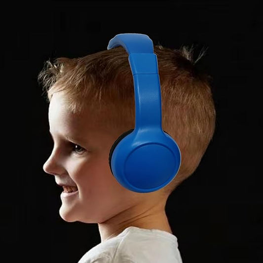 Kids Wireless Headphones, Over-Ear Design with Bluetooth 5.0, Adjustable Over-Ear Design, Available in Blue, Black, Pink (Blue)