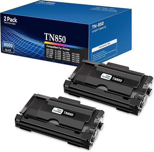 TN850 TN-850 Toner Cartridge Compatible for Brother HL-L6200DW HL-L5200dw TN850 TN-850 TN 850 TN820 Toner HL-L6200DW MFC-L5700DW MFC-L5850DW HL-L5200DW MFC-L5900DW MFC-L6800DW Printer 2 Pack Black