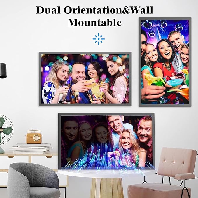 Large Digital Picture Frame 21.5"-WiFi-Photo-Frame - 32GB, 1920x1080 IPS Picture Frame Supports Smartphone Screen Mirroring, Auto Rotate, Share Photo Video via App Email, Wall Mounted, Gifts for Mom