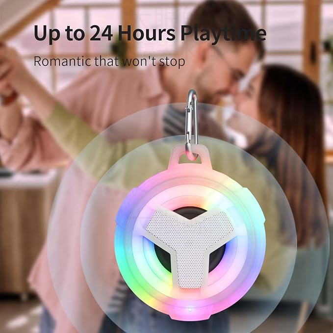 EBODA Bluetooth Shower Speaker, Portable Bluetooth Speakers, IP67 Waterproof Wireless Speaker with LED Light, 2000mAh, True Wireless Stereo, for Men and Women, Unique Music Gifts