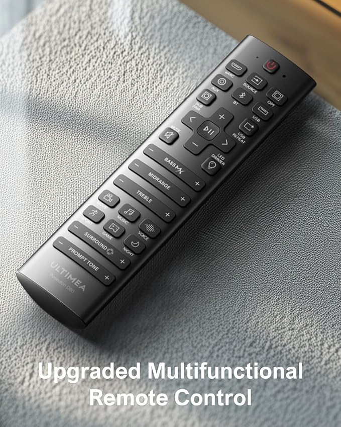 ULTIMEA 7.1Ch Soundbar with Dolby Atmos, APP Control, Surround Sound System for TV, 4 Wired Surround Speakers, Sound Bar for TV with 6.5" Wireless Subwoofer, Soundbar for TV, Poseidon D80 Upgraded