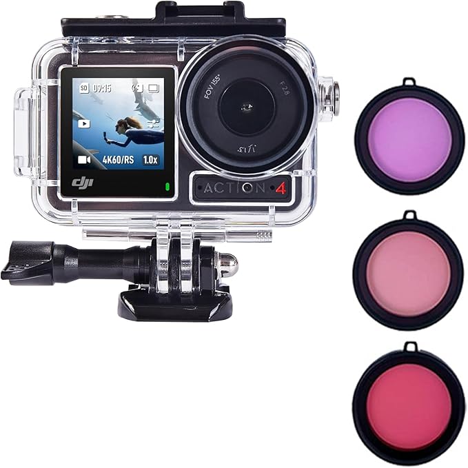 Waterproof House Case with Dive Filters Set for DJI Osmo Action 5 Pro/4/3, 60 m/197 ft Deep Diving Portective Case