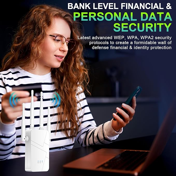 2025 WiFi Extender, 15888 sq.ft Internet Extender WiFi Booster, Long Range Wireless Repeater Signal Amplifier for Home, Mesh Wi-Fi 99% Faster | Broader Than Ever, Support 55+ Devices, 1-Tap Setup