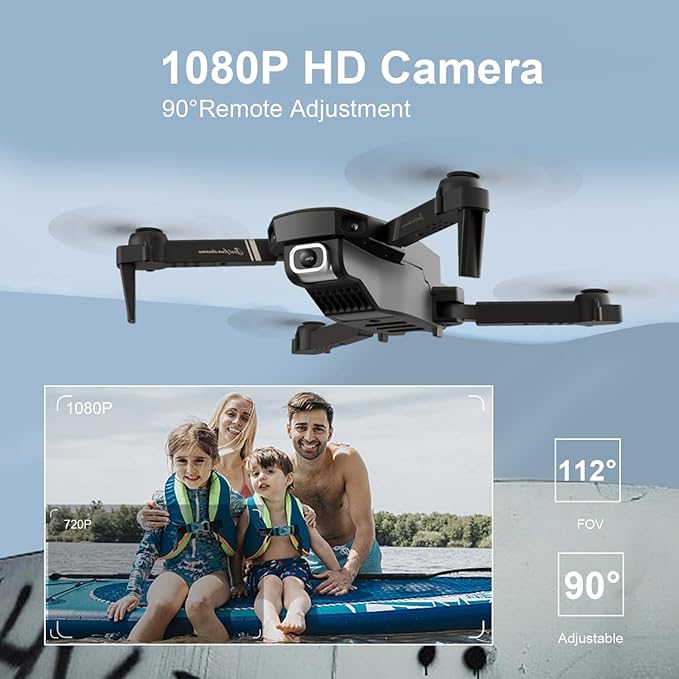 4DV4 Drone with 1080P Camera for Adults Kids,FPV HD Live Video RC Quadcopter Helicopter Toys Gifts,Altitude Hold, Waypoints,3D Flip,Headless Mode,2 Batteries,Carrying Case,Black