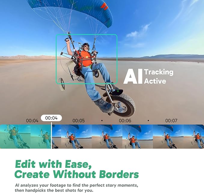 AKASO 360 Weatherproof 360° Action Camera - 5.7K 360 Video with 1/2" 48MP Sensors, 72MP 360 Photo, 360-SuperSmooth, Invisible Selfie Stick Effect, 360° Horizon Lock, AI Tracking with 64GB MicroSD Card