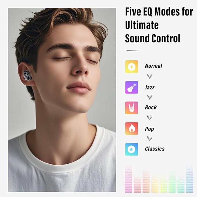 Sleep Earbuds Bluetooth 5.4 Smart Touch Screen in Ear Ear Buds, 48H Mini Sleep Headphones Small Design for Side Sleepers, Crystal-Clear Calls, 5 EQ Modes, IPX7 Waterproof Earphones, Black Earbuds