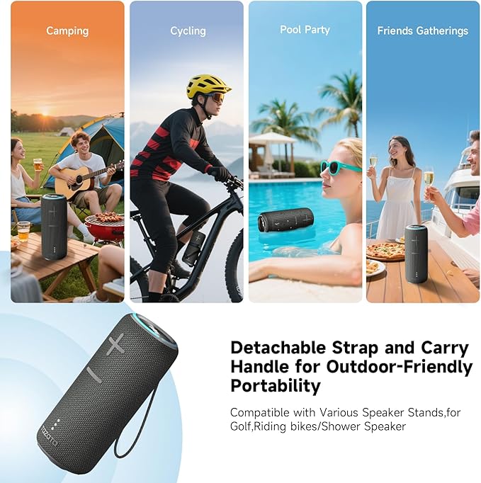 Portable Bluetooth Speaker, 30W 360° Surround Sound IPX7 Waterproof Wireless Golf Speakers,Outdoor Loud TWS Speaker,for Beach,Party,Camping Gift,8H Playtime