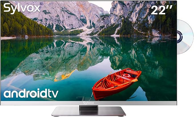 SYLVOX 22'' Smart 12 Volt TV Digital Video Disc Combo FHD 1080P Android 11.0, with ARC CEC WiFi Wireless Connection, for Home, RV Camper, and Mobile Use(Limo Series),Black