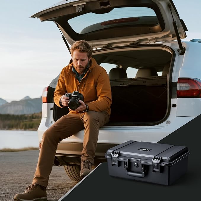 Lykus PVC2 Waterproof Hard Case with Padded Dividers for Cameras, Lenses, Small Stabilizers, Dual DJI Mavic/Air/Mini/Flip drones [CASE ONLY]