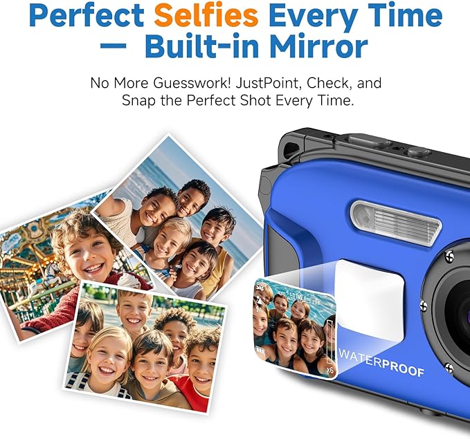 Underwater Floating Digital Camera – 48MP HD Bare-Body Waterproof Camera, No Case Needed for Underwater Fun & Childhood Memories (Blue)