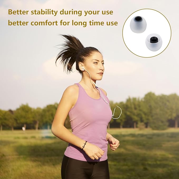 Silicone Replacement Earbud Tips Earbud Covers Fit for in-Ear Headphones (Inner Hole 3.8mm -5.1mm) Earbud Replacement Tips Earbud Rubber Tips 9 Pairs S/M/L, transparent/Black