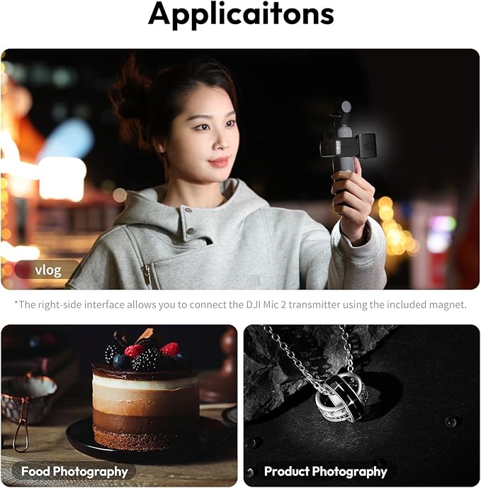 ULANZI LM001 Magnetic Mini Light for DJI Osmo Pocket 3, 2W USB C Rechargeable Auxiliary LED Fill Light, 500mAh, 5800K, CRI ≥95, IPX4 Water Resistance, Brightness 3 Levels Adjustable