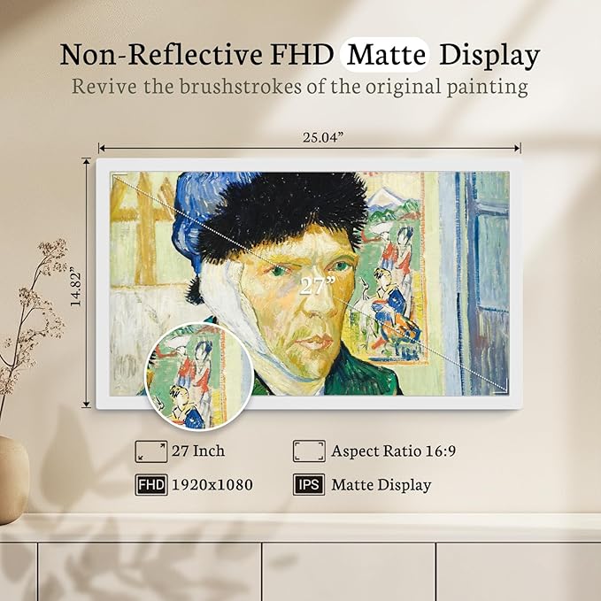 BSIMB Large Digital Picture Frame 27 Inch, 1920x1080 FHD WiFi Digital Photo Frame Electronic 32GB Display, Wall Mount Included, Share Pictures/Videos via App Easy Setup Gifts for Mom(Non-Touch), White