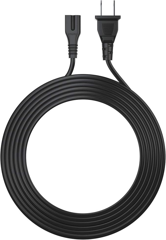 12Ft 2 Prong Polarized-Power-Cord for Vizio-LED-TV Smart HDTV, Bose Companion Speaker, Cable Box Router Arris, Sharp Sanyo Insignia Sound Bar, Singer Brother Baby-Lock Viking Pfaff Sewing Machine