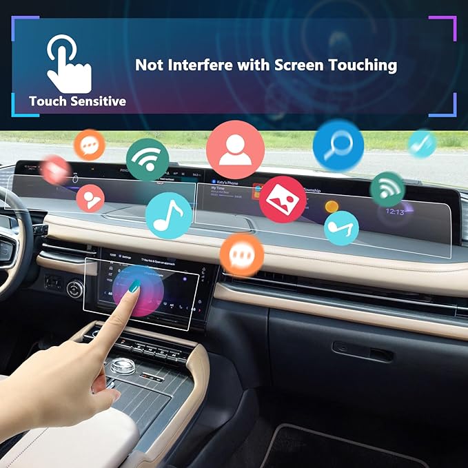 SXCY 5PCS for 2025 Lincoln Navigator Screen Protector [Tempered Glass, GPS]+[Nano, Front Display Apart] for Lincoln Navigator Accessories 2025 Navigator Display Screen