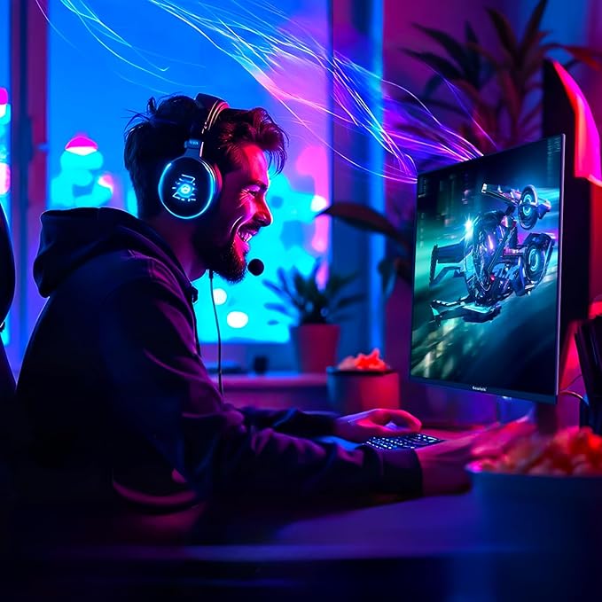 Gaming Monitor 27 inch QHD IPS, PC Screen 120Hz 2K (2560×1440P), Ultra-Thin Zero Frame Computer Display for Home Office Business, DP, HDMI, Wall-Mounted