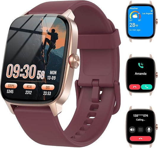 Smart Watches for Women Men with Bluetooth Call & AI Voice, 1.85" HD Fitness Tracker with Heart Rate SpO2 Sleep Monitor, 100+ Sports Modes Mini Games, IP68 Waterproof Smartwatch for Android iOS Phones