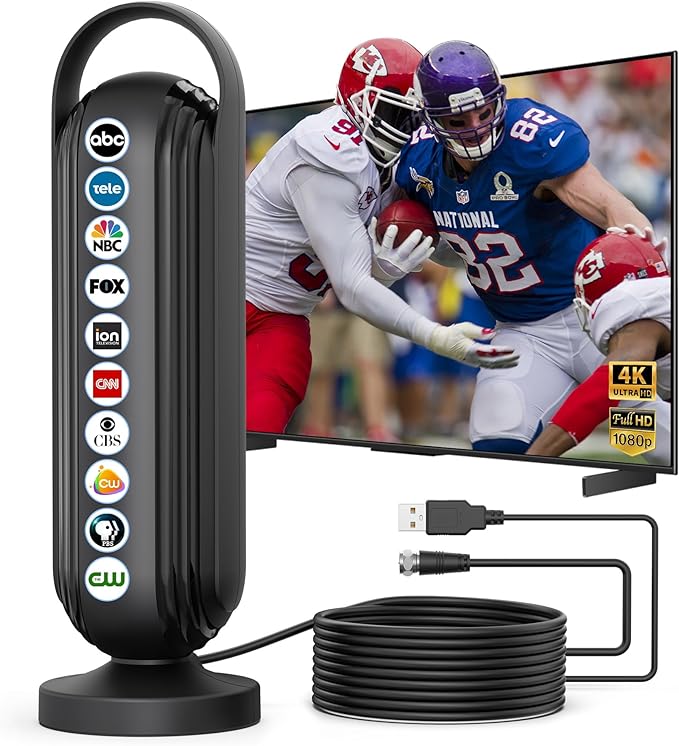 2025 TV Antenna for Local Channels tv Antenna Outdoor 999+ Miles Long Range Indoor/Outdoor tv Antenna for Smart 16.5ft Cable HD Antenna Supports 4K 8K1080p