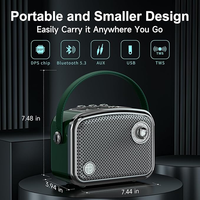 Portable Bluetooth Speaker 40W(60W Peak) Wireless Powerful Deep Bass Loud Stereo Sound Rechargeable Speakers with Subwoofer DSP HD Display Support USB/TF Card/AUX Input for Home Party Outdoor (Green)
