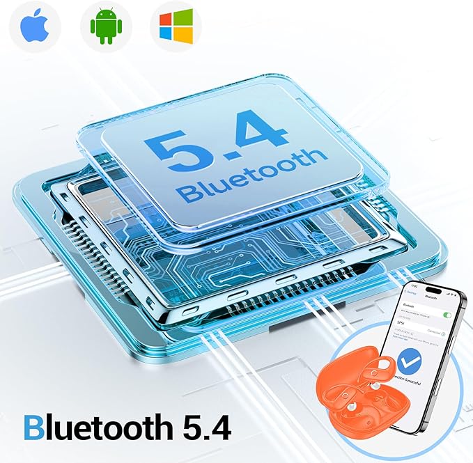 for Wireless Earbuds,Sport Bluetooth 5.4 Headphones,Over Ear Buds with Deep Bass Sound,60H Playtime Clear Calls Earphones Redesigned Comfort Fit with Earhooks for Running,Meeting,Workout-Orange