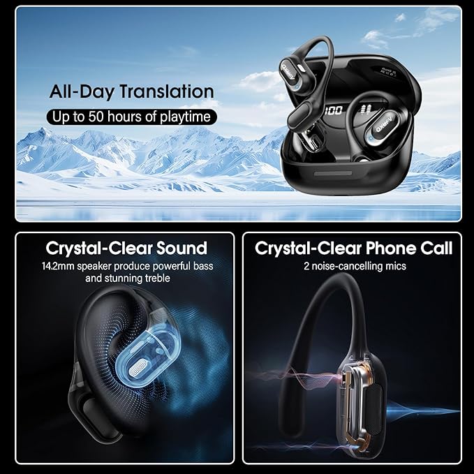 AI Translation Earbuds Real Time with Audio and Video Calls, 164 Language/7 Translation Modes Translator Earbuds Bluetooth 5.4 with APP, 50H Translate Ear Buds Device for Business/Learning/Travel