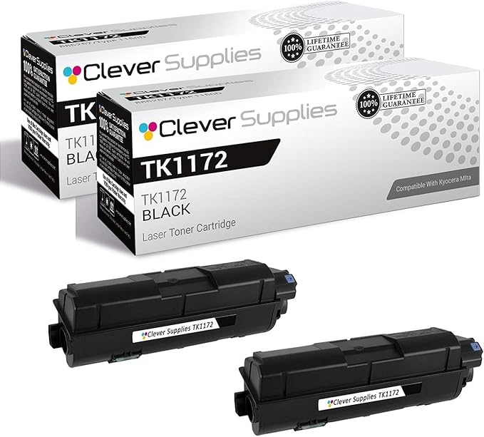 CS Replacement Toner Cartridge Compatible with Kyocera-Mita TK1172 Black ECOSYS M2040dn, ECOSYS M2540dw, ECOSYS M2640idw Black 2 Pack