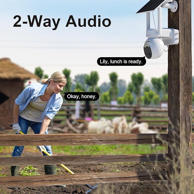 4G LTE Cellular Security Camera Outdoor, Off Grid Security Camera No WiFi Solar Powered, 360° PTZ Solar Camera Outdoor Wireless, 2K Color Night Vision, PIR Motion Sensor, Built in SIM Card, 2 Cameras