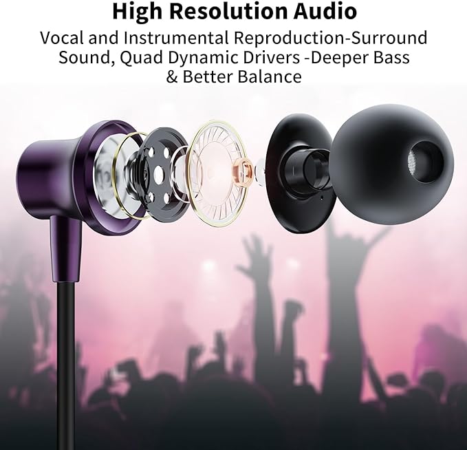 USB C Wired Earbuds for iPhone 17 16e 16 15 Plus Samsung Z Flip 6 Fold 5, Type C Headphones with Mic Magnetic Noise Canceling in-Ear Earphone Headset for iPad Air Pro Oneplus 13 Galaxy S25 S24 Pixel 8