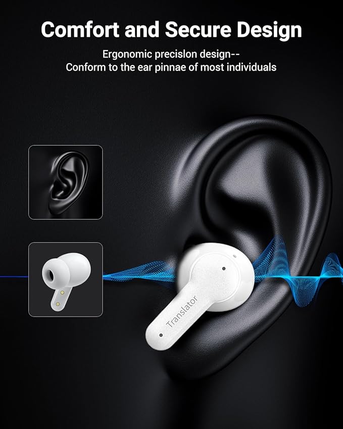 XUPURTLK AI Translation Earbuds Real Time for 144 Languages & Accents, Audifonos Traductores Inglés Españo, 3-in-1 Smart Language Translator Earbuds Ideal for Travel Business Learning (White)