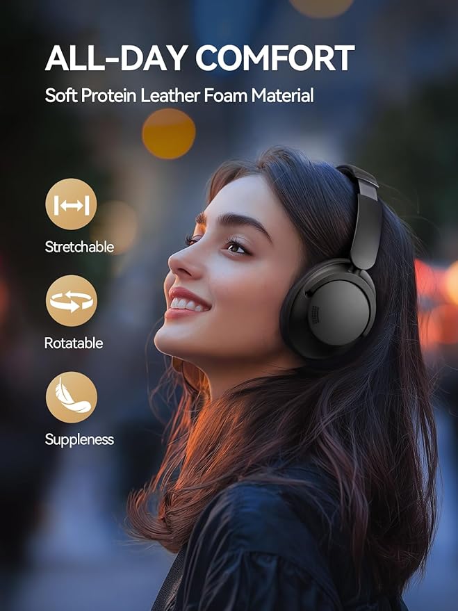 1MORE SonoFlow Pro HQ51 Wireless Over-Ear Headphones, Reduce Noise by Up to 45dB, Hi-Res Audio, 100H Playtime, App Control, Bluetooth 5.4, AI Clear Calls, Lightweight Fit for Travel Office, Matte Gray