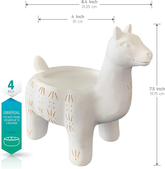 Dekodots Smart Speaker Table Stand (LLama) - Decorative Holder for Amazon Echo Dot or Google Home Mini - Portable Design, No Sound or Microphone Interference - Durable Poly-Resin