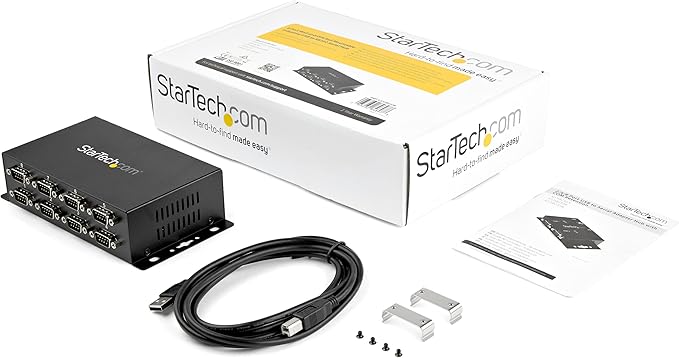 StarTech.com 8 Port USB to Serial RS232 Adapter - Wall Mount - Din Rail - COM Port Retention - FTDI USB to DB9 RS232 Hub, TAA (ICUSB2328I)