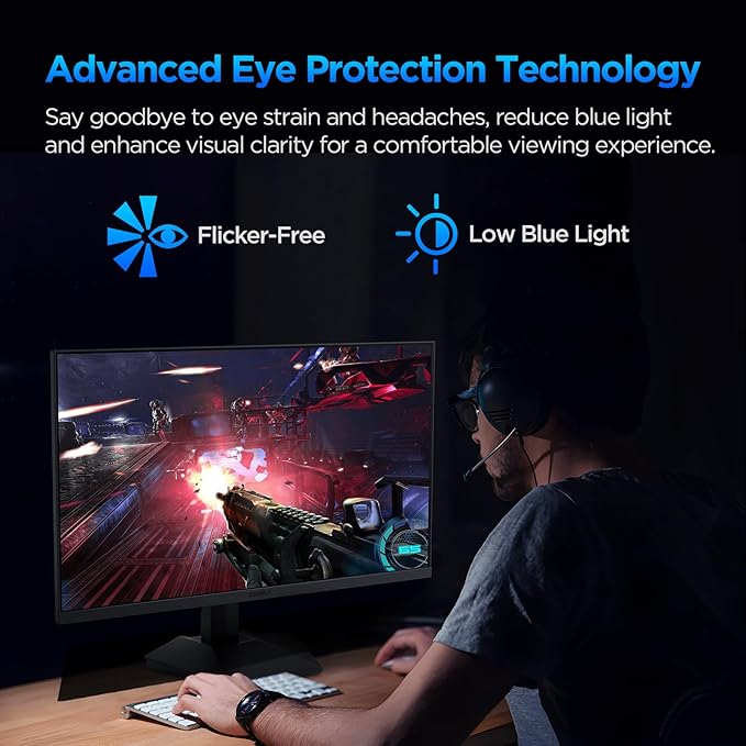 KOORUI GN02 27-inch 240Hz Gaming Monitor, 1ms FHD 1080p, G-SYNC and FreeSync Premium, HDMI 2.0/DP 1.4, Xbox PS5 Switch Ready, VESA, Tilt, Black