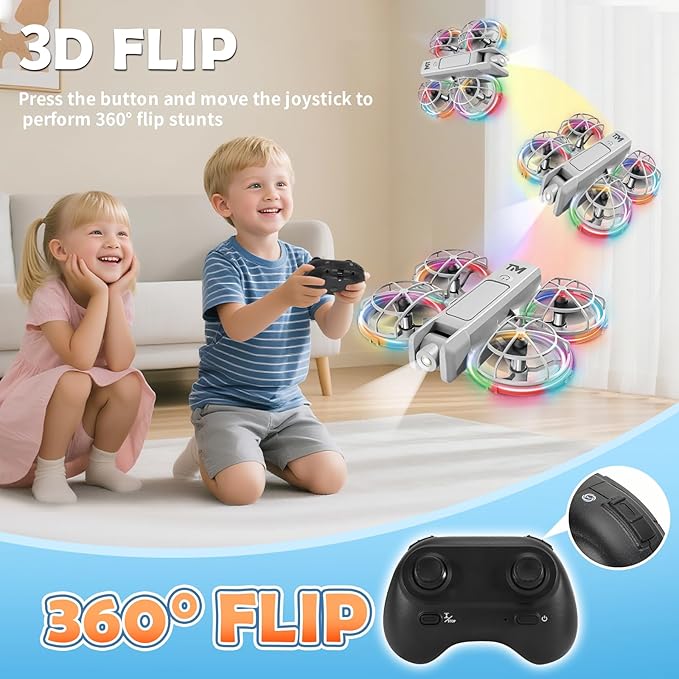 Mini Drone with Light, 20 LED Modes Drone for Kid, Altitude-Hold, 3D Flip, Headless Mode, 3 Speed Modes, 2 Batteries, Toy Drone with Guard, Best Gifts for Beginners, Teen Boys & Girls