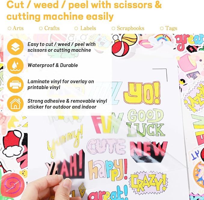 TECKWRAP Matte Laminating Sheets clear laminate sheets Sticker Paper for Inkjet Printer Clear Laminate Sheets for Printable Vinyl Sticker Paper, Photo Paper, Labels 8.26" x 11.69" A4 28 Sheets, Matte