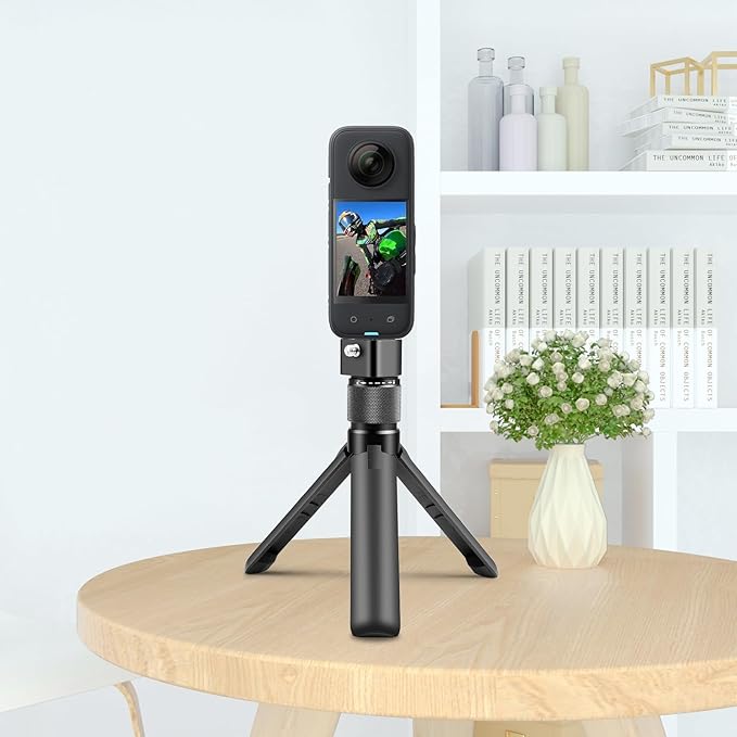 PULUZ Bullet Time Handle Tripod Multi-Functional Tabletop Fold Tripod for Insta360 X5 /X4, Insta 360 X3, ONE RS, Go pro Hero 11 10 9 5 4 3 Sport Action Camera Accessories