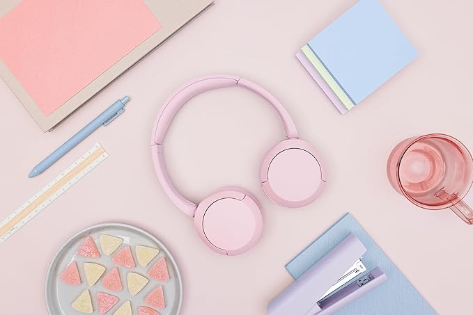 Sony WH-CH520 Wireless Headphones Bluetooth On-Ear Headset with Microphone and up to 50 Hours Battery Life with Quick Charging, Pink