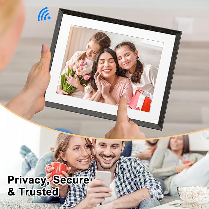 WiFi Digital Photo Frame Smart Digital Picture Frame - 9.7 inch Touch Screen, 32GB, FHD 1080P Video Playback, Auto-Rotate, Motion Sensor, Free Cloud, Share Photo via App Email, Gift for Family Friends