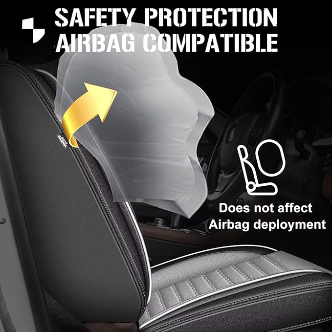 TTX LIGHTING 2 Front Car Seat Covers Custom Fit for Kia Sportage 2009-2026 Seat Covers Cushion Faux Leather Compatible with Airbag(only Front seat,Gray)